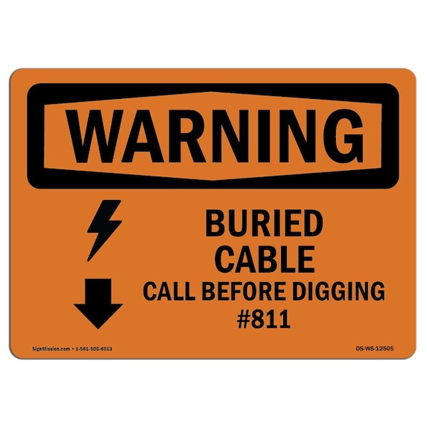 OSHA, Buried Cable Call Before Digging No. 811, 5in X 3.5in Decal, 10PK, OS-WS-D-35-L-12505-10PK